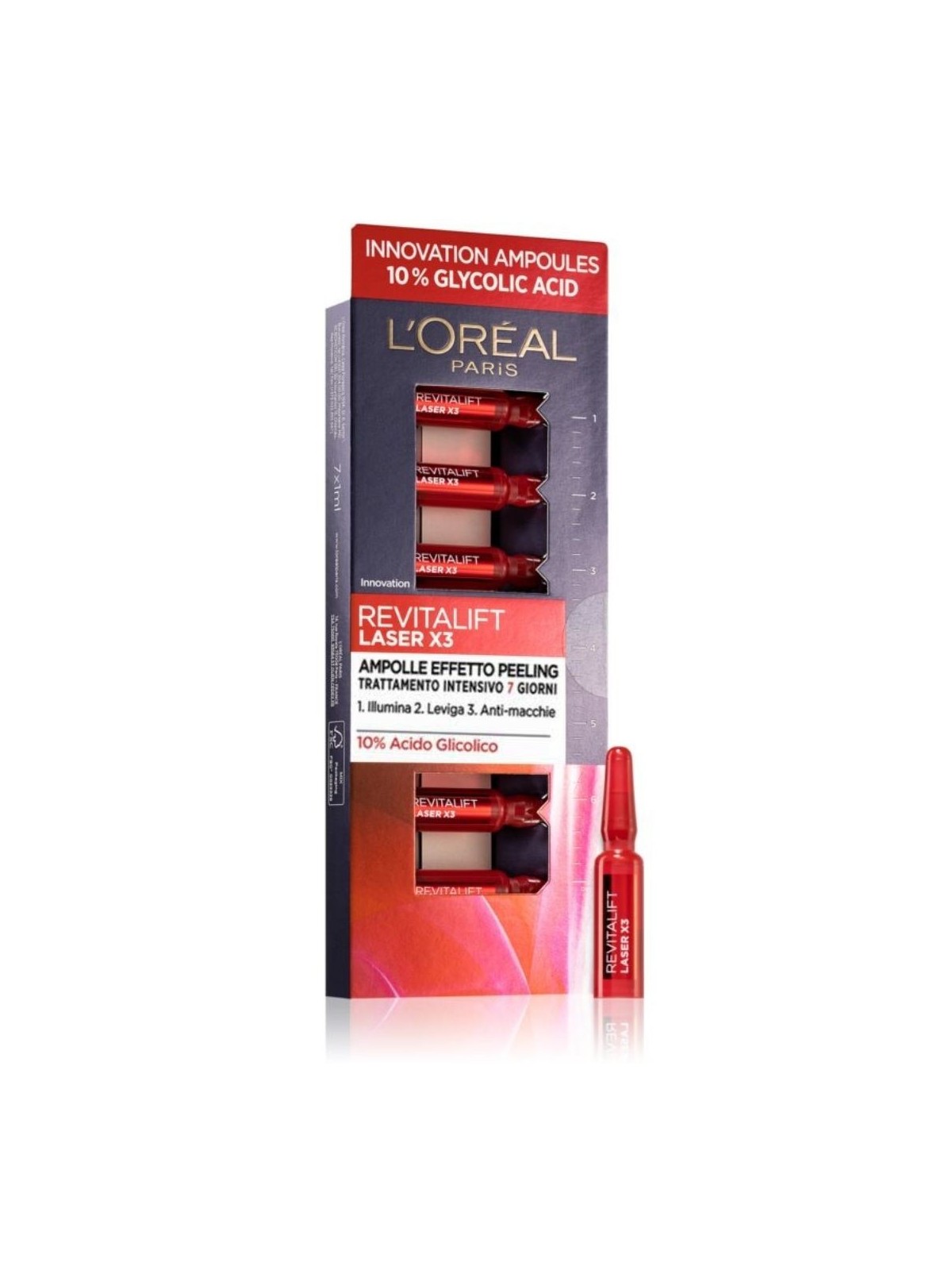L'Oréal Paris Revitalift Laser X3 Ampolle Effetto Peeling con Acido Glicolico